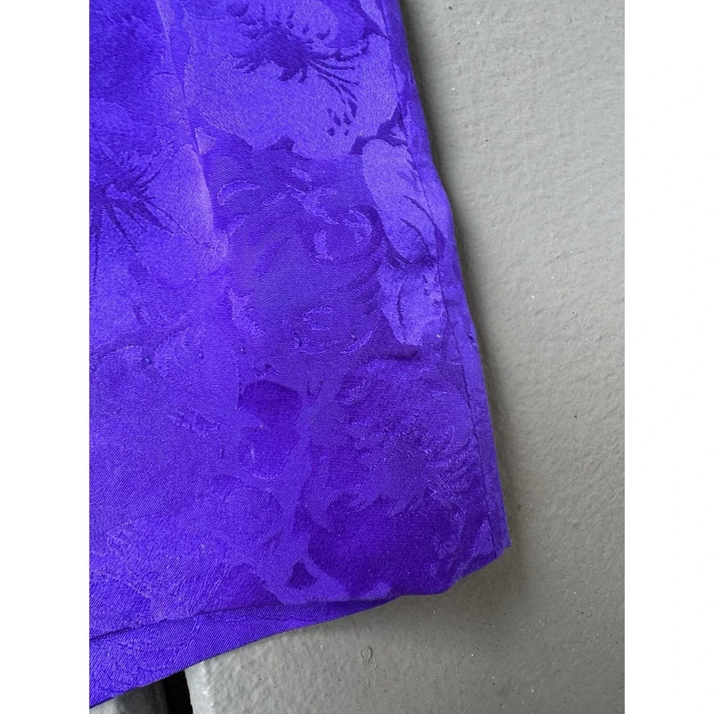 Women's Purple 100% Silk Skirt Floral Pattern Sz 4 Preppy Korea Short‎ Mini READ